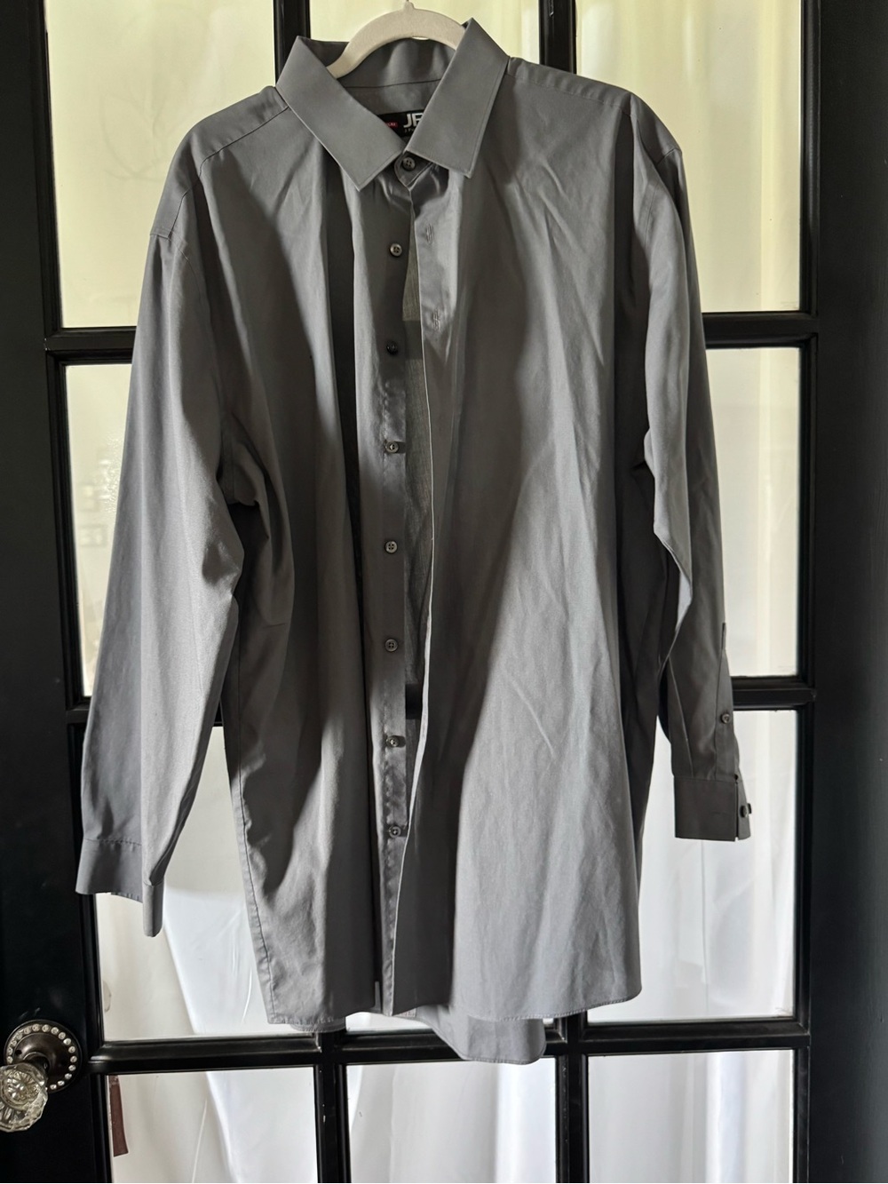 jf j.ferrar Men's Gray Long-Sleeve Dress Shirt